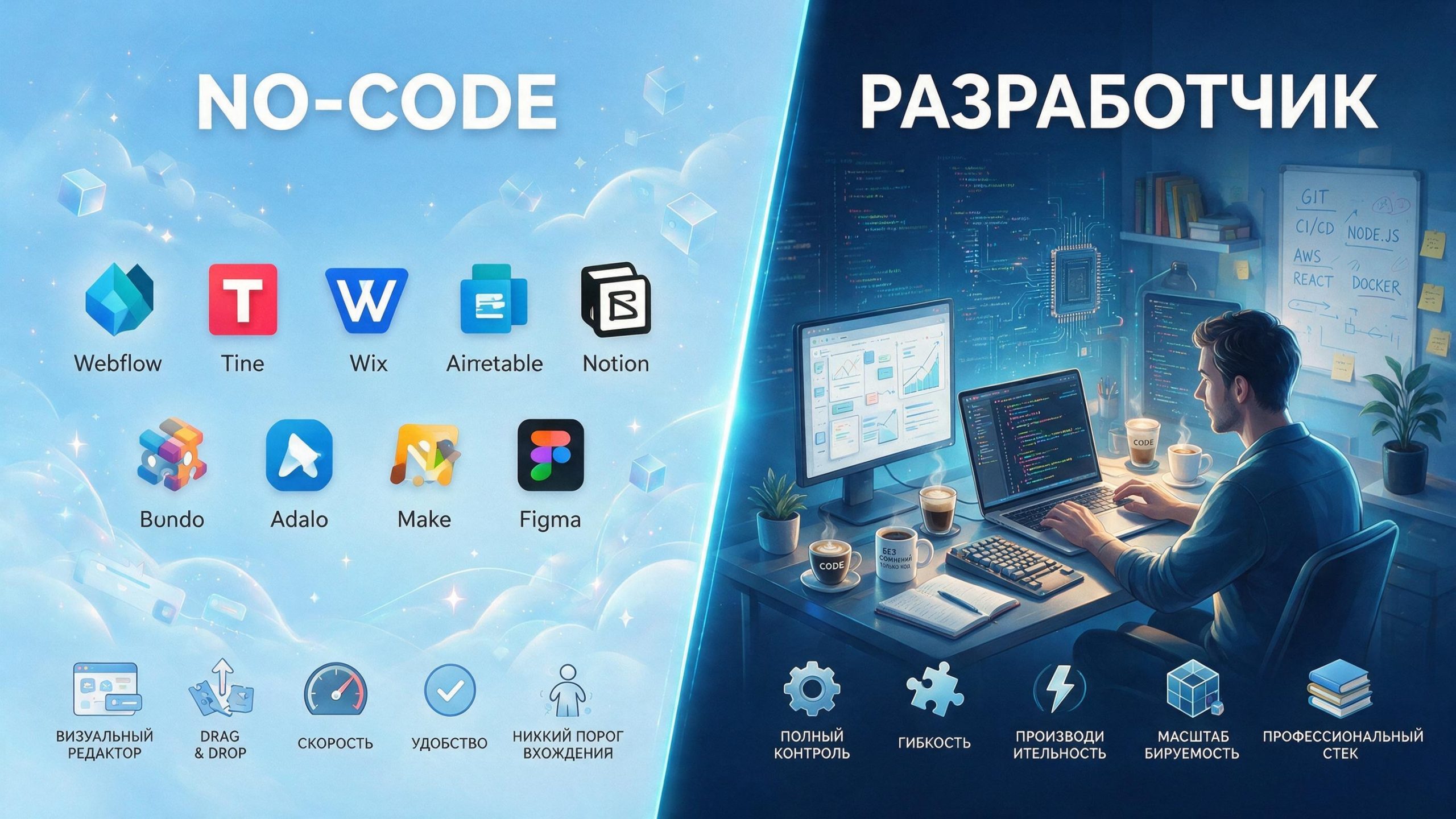 No-code или полноценная разработка сайта: что выбрать для проекта